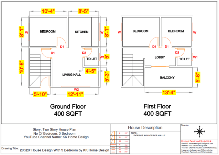 Desain rumah ukuran 20x20m