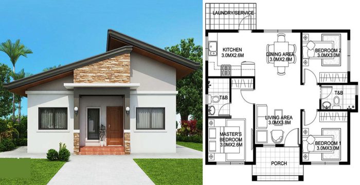 Desain rumah type 45 3 kamar tidur