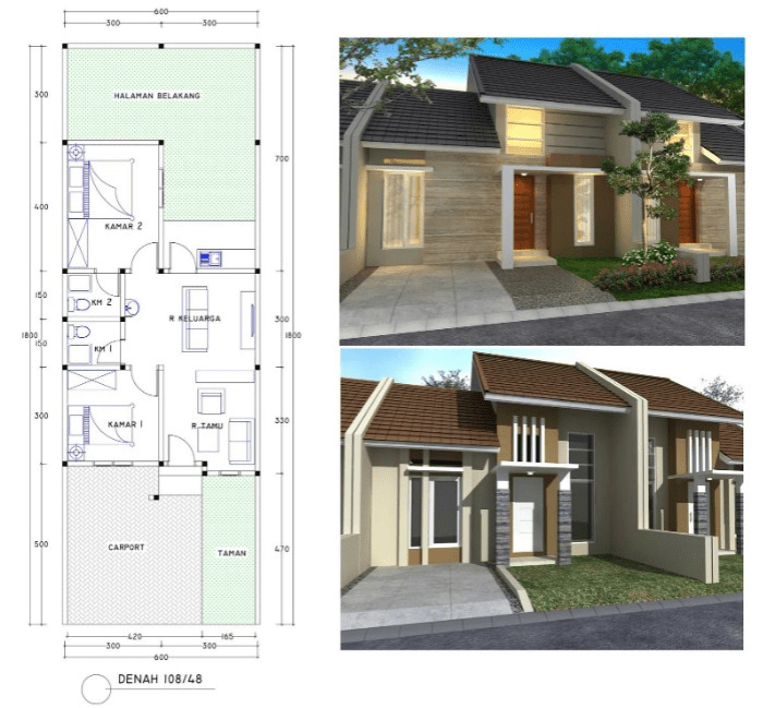 Desain rumah ukuran 5 5 x 15